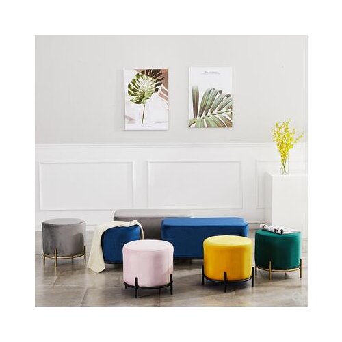 Nordic Light luxury iron round shoe changing stool household net red living room cloth sofa stool long bench fashion low stool