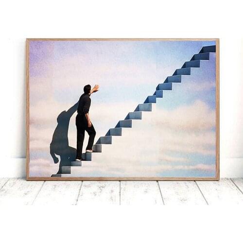 Nordic Blue Style Art Canvas Dream ladder Painting Posters And Prints Float Under The Sun Wall Pictures For Living Room Decor
