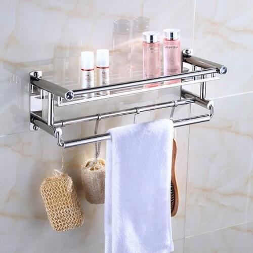 Modern 304 Stainless Steel Polished Bathroom Shelf Shower Shampoo Soap Cosmetic Shelves Bathroom Accessories with Robe Hook