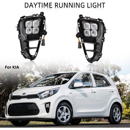 LED DRL Headlight for Kia Picanto 2017 2018 2019 2020 Daytime Running Light Fog Lights Fog Light Fog Lamp Cover Grill Frame