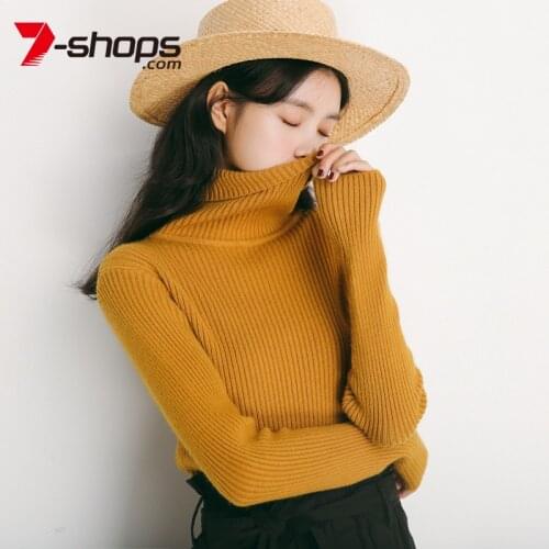 AECU Turtleneck Sweater Women Knitted Pullovers Long Sleeve Jumper Pull Femme High Elasticity Soft Female Pullovers Sweater