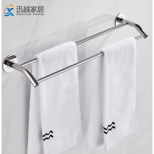 Towel Hanger Bars 32-52CM 304 Stainless Steel Punch-Free Wall Shower Holder Clothes Hanging Shelf Bathroom Accessories 00TB0202