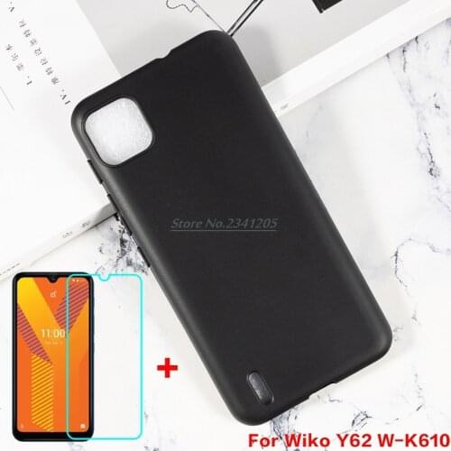 Y62 W-K610 Case Matte Silicone Caso Soft Black TPU Case For Wiko Y62 W-K610 Back Cover with Tempered Glass for Wiko Y62 Pelicula
