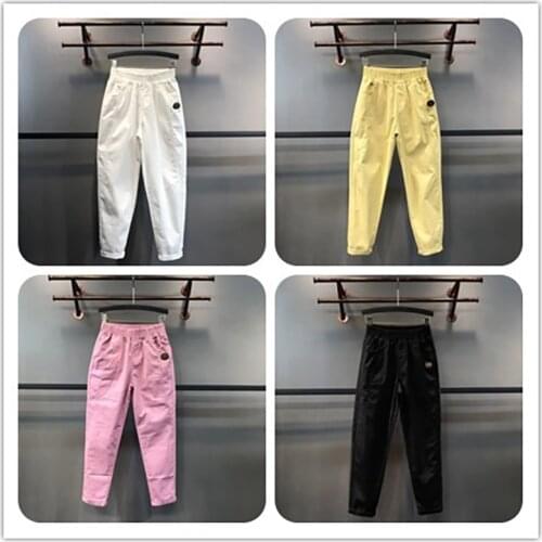 New Arrival Summer Women Harem Pants All-Match Casual Cotton Denim Trousers Elastic Waist Plus Size Wide Leg Korean Style Jeans