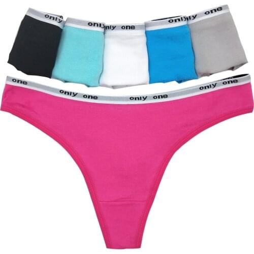6PCS/Set M-XL Womens Cotton Thong Panties Female Underpant Letter Underwear For Ladies Sexy G-string Brief Woman Lingerie Femme