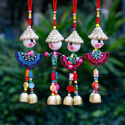 1pcs Creative Colorful Embroidered Scarecrow Wind Chimes Fashion Chinese Style Home Decoration Crafts Color Random