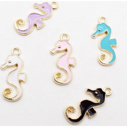 10pcs 10X20mm Enamel sea horse seahorse charms bright necklace earrings bracelet pendant alloy accessories hand made DIY jewelry