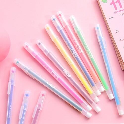 2PCs Candy Color Gel Ink Pens Set Colorful Gel Pen 0.5mm Students Journal Pen Writing Supplies School Stationery Cute Ink Pen