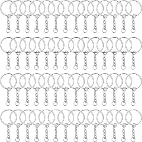 200 Pieces of Separate Key Ring with Chain and Jump Ring in Bulk, Suitable for DIY Crafts, 1 Inch