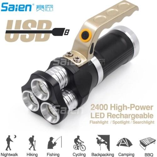 2400 High-Power LED Rechargeable Flashlight / Spotlight / Searchlight for Camping Hiking Fishing