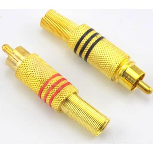 4Pcs/pack Gold Plated RCA Connecter Plug Solder RCA Male Audio Video Adapter Locking Cable for IP Camera CCTV Camera