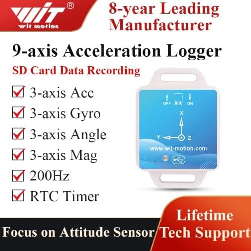 WitMotion WT901SDCL AHRS MPU9250 200Hz 9-Axis Offline Accelerometer Data Logger, Gyro+Angle (XY 0.05° Accuracy)+Magnetometer