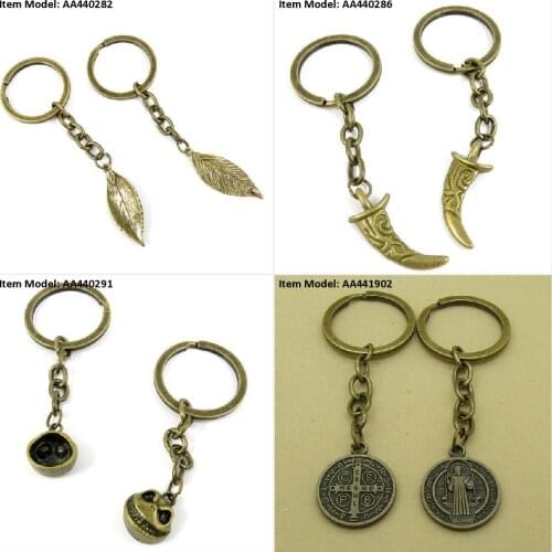Keychain Keyring Leaf Connector Ox Horn Evil Frog Jesus Cross Jewelry Making Bag Charms