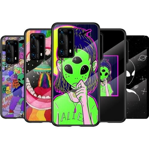 Tempered Glass Cover Aesthetics art alien space For Huawei P40 P30 P20 P10 Pro Plus Lite 5G 2019 Phone Case