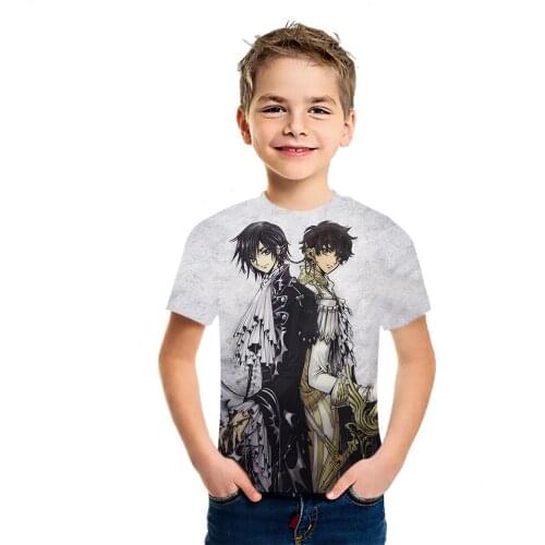 Code Geass Anime Boys And Girls Summer Ins Style Simple Versatile 3D Printing Short Sleeve Childrens Youth Popular Loose Short