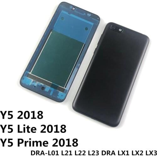 For Huawei Honor Y5 Lite/Y5 Prime/Y5 2018 LCD Housing Front Middle Frame+Battery Cover Back Cover and Power Volume Buttons+logo