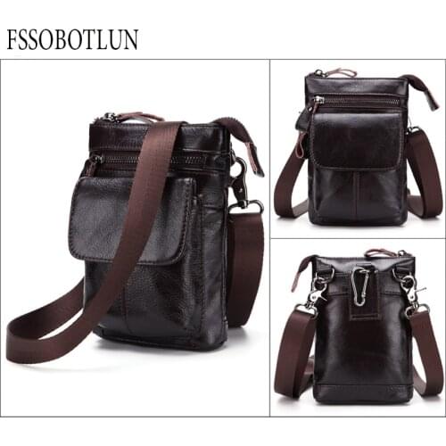 FSSOBOTLUN,For Blackview X/BV7000 Pro/A20/BV5800/S6 Case Mens Belted Waist Wallet Bag Genuine Leather Cover With Shoulder Strap