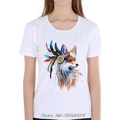 Harajuku Fox Animal Print T-Shirt Women Tops Camiseta Feminina graphic Tee Shirt Femme T Shirt Female White Tshirt casual