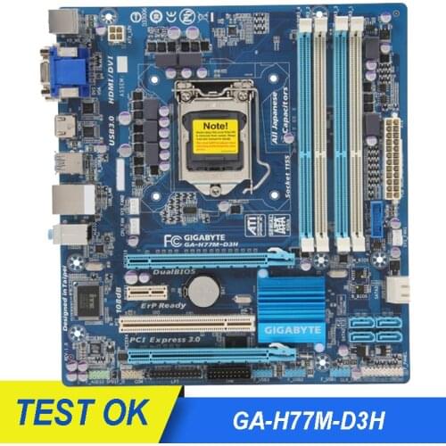 GIGABYTE GA-H77M-D3H LGA 1155 Intel H77 HDMI SATA 6GB/S USB 3.0 Micro ATX Intel Motherboard Original Desktop Used Mainboard
