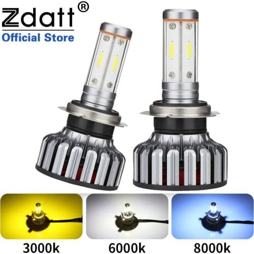 Zdatt Car Light Led H1 HB3 HB4 H11 H4 H7 LED Headlight Canbus 3000K 6000K 8000K 100W 12000Lm 12V Turbo 4 Side 360 Auto Headlamp