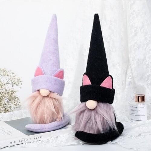 Lucky Cat Faceless Doll Ornament Gnome Scandinavian Tomte Nisse Swedish Clover Home Decorative for Living Room Table Plush Doll
