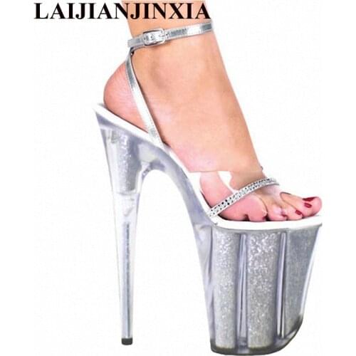 LAIJIANJINXIA Silver Shoes 10 CM Platform Sexy Pole Dancing Shoes 8 Inch High Heels Shoes Nightclub Model Dance Shoes E-087