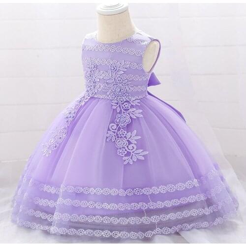 Summer Beads Infant Baby Girl Dress Big Bow Baptism Flower Dresses for Girls 1 Year Birthday Lace Party Wedding Baby Clothes