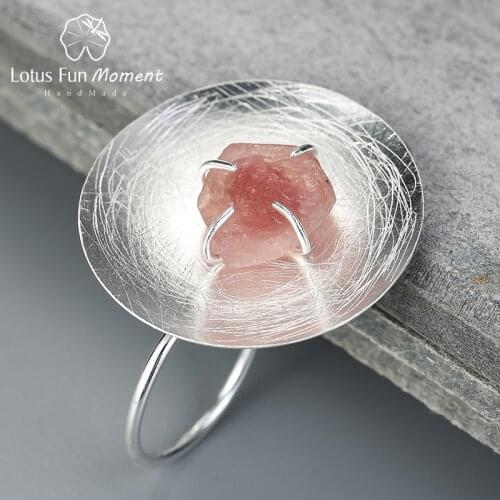 Lotus Fun Moment Real 925 Sterling Silver Natural Stone Original Fine Jewelry Adjustable Personality Round Ring for Women