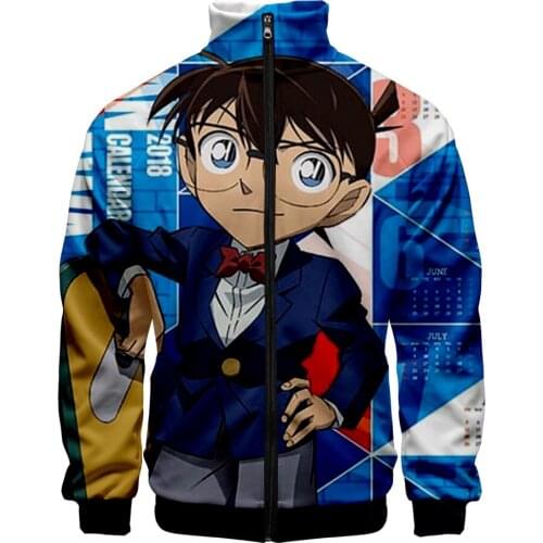 2021 Hot Detective Conan 3d Stand Collar Zipper Jacket Men Women Casual Harajuku Sweatshirt Ainme Long Sleeve Jackets Tops Slim
