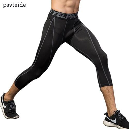 Mens tranning pants 3/4 tights compression pants Jogging tights elastic gym trousers exercise pants tight fitting leggings mens