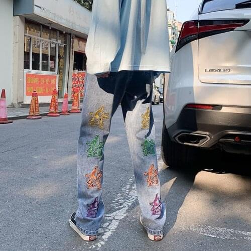 2021 Mens High Streetwear Embroidered Black Casual Pants Stretch Slim Fit Cargo Pocket Jeans Biker Denim Classic Trousers S-2XL