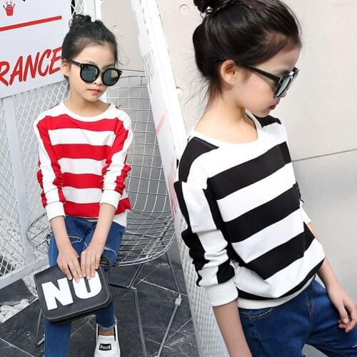 2018 Autumn New Girl Korean Fashion Trendy Striped Girl T-shirt