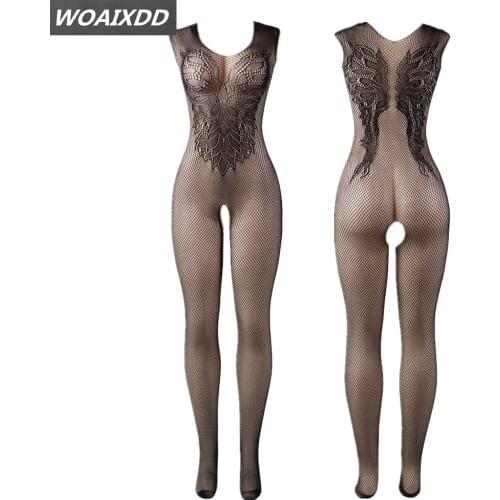New Women Costumes Sexy Lingerie Porno Teddies Bodysuits Hot Erotic Teddy Elasticity Mesh Bodystocking Open Crotch Nightgown