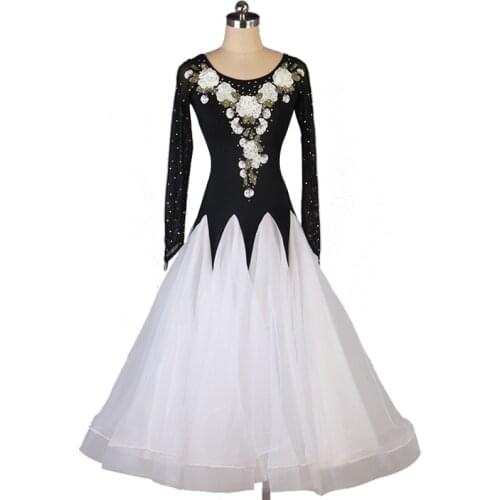 Women modern dance dress ballroom dance clothes standard ball dance performance costumes girls fairy waltz embroidery dress