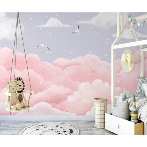 Beibehang Custom wallpaper mural Pink sky clouds television background wall papier peint 3d wallpaper for living room behang