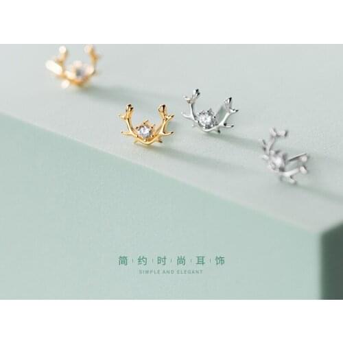 Stud Earrings For Women Antler New Fashion Jewelry Daily Small Exquisite Zircon Accessory Korean Personality Mothers Day Gift