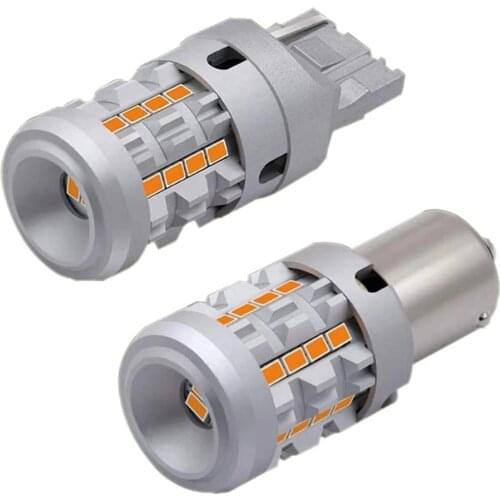 T20 7440 WY21W Built in Resistor Anti Hyper flashing LED Bulb Bau15s PY21W LED Turn Signal Light Amber Yellow Error Free