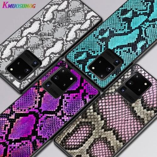 Snakeskin Texture For Samsung A01 02 02S 11 12 21 21S 22 31 32 41 42 51 72 S20 Ultra Plus 4G 5G Black Soft phone Case