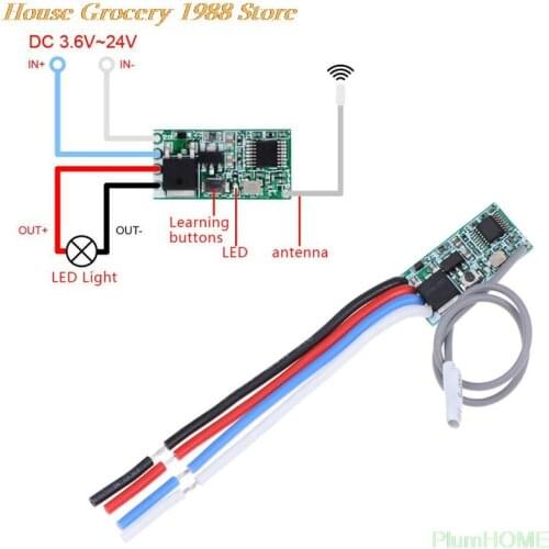 Universal DIY 433 Mhz 1CH RF Relay Receiver Wireless Remote Control Switch Micro Module LED Light Controller DC 3.6V-24V