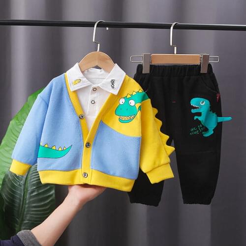 Spring Children Casual Clothes Baby Boys Girls Cartoon Coat Jacket T Shirt Pants 3Pcs/sets Kids Infant Tracksuit 1 2 3 4 5 YEARS