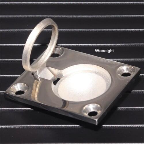 Wooeight 48*39mm High Quality 316 Stainless Steel Boat Accessories Marine Ring Handle Cover Flush Hatch Locker Cabinet Pull Lift