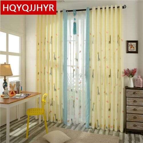 Japanese and Korean style cartoon childrens room curtain modern new window curtains living room window curtains Bedroom