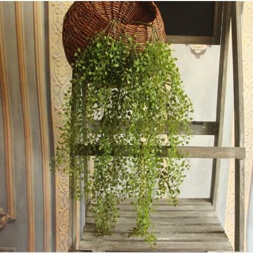 Green Artificial Plant Eucalyptus Plastic Money Leaves Grass Bush Rattan Home Wall Hanging Decoration Fake Flower Vine