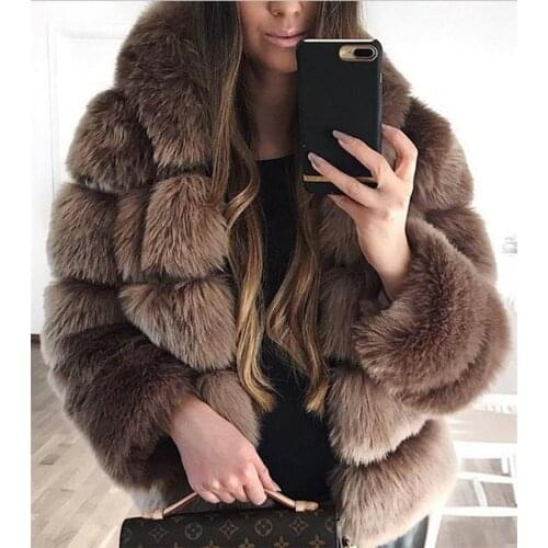 Woman Winter Coats and Jackets Warm Faux Fake Fur Cardigan Jacket Plush Womens Street Casual Wear