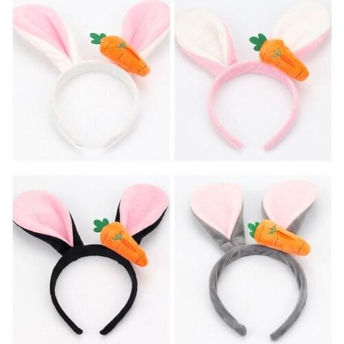 1 Pair Fluffy Rabbit Bunny Ear Hairband Birthday Easter Cosplay Party Headwear Hairpins Hair Accessories for Adults Kids