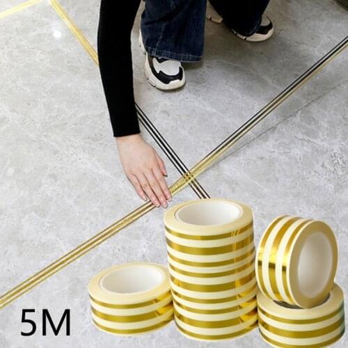 1 Roll Ceramic Tile Gap gold Tape 5M Mildewproof self adhesive gap Sealing Foil Strip Wall Tile Floor Sticker Home Decorations