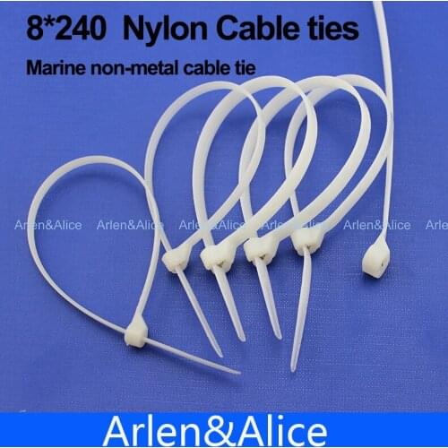 100pcs 8mm*240mm Nylon cable ties for boat vessel with Marine non-metal tie #8240