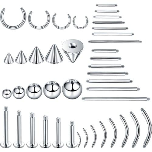 100pcs/lot Steel Earring Barbell Nipple Labret Piercings Nose Ring Eyebrow Piercings Screw Ball Replacement Accessories