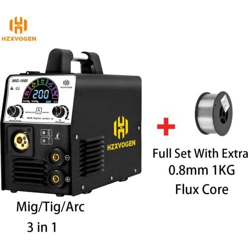 110V/220V HZXVOGEN MIG185-II Mig Weldr MIG TIG ARC/MMA 3 In 1 CO2 MIX Gas Gasless Multi Function Semi-automatic Welding Machine