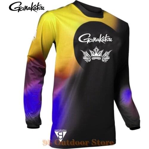 2021 Gamakatsu Plus Size Fishing Shirt Summer Fishing Sunscreen Breathable Quick-drying Anti-UV Long-sleeved Fishing Blouse Men